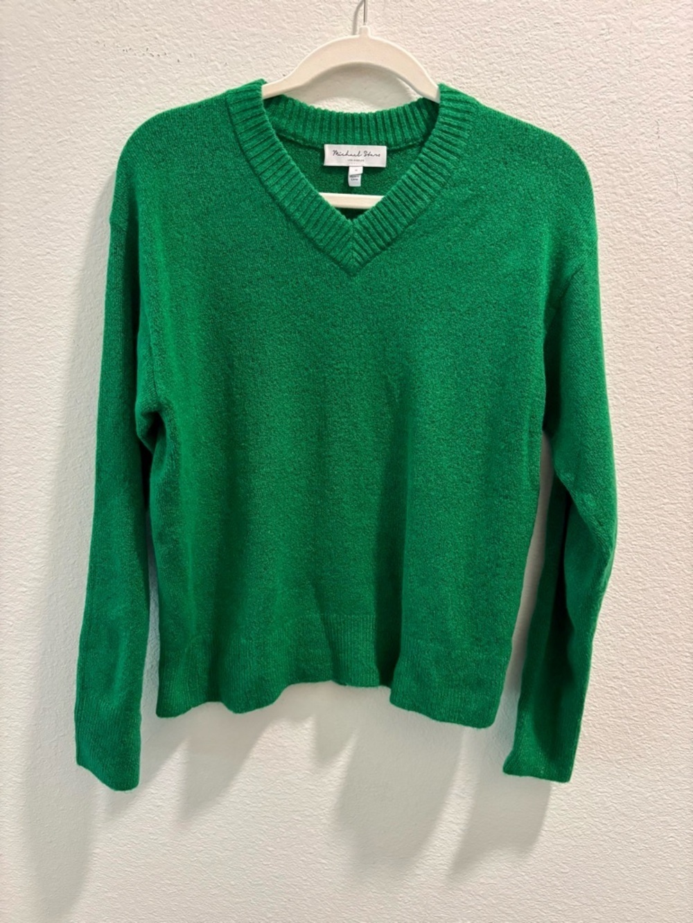 Michael Stars Vibrant Green V-Neck Sweater, size S